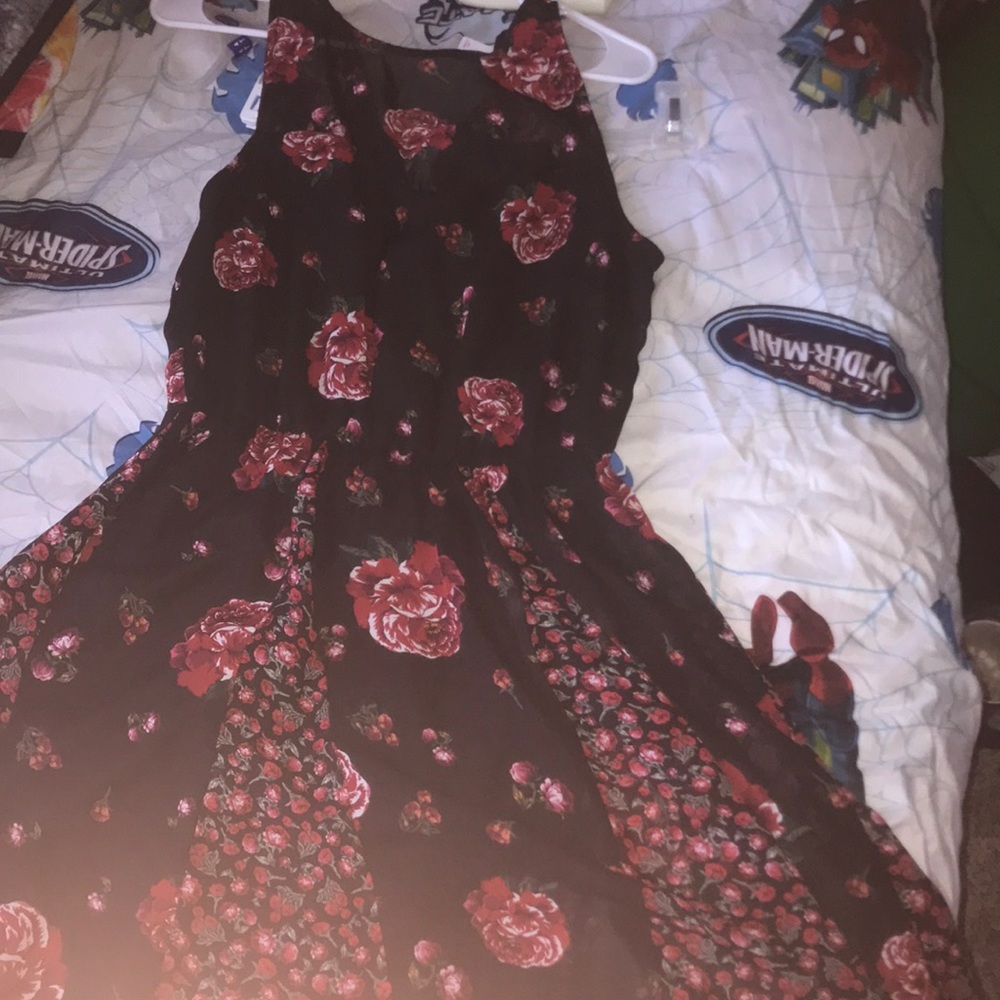 black and red roses dress